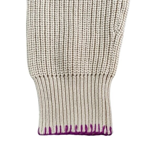 Anthropology NWT Kerri Rosenthal Beige Smiley Face Stitch Hooded Cardigan Medium - Picture 4 of 14